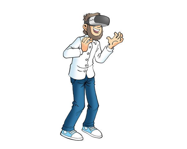 Grafische Darstellung von Fiete mit einer VR Brille