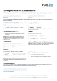 Auftragsformular für Zusatzoptionen