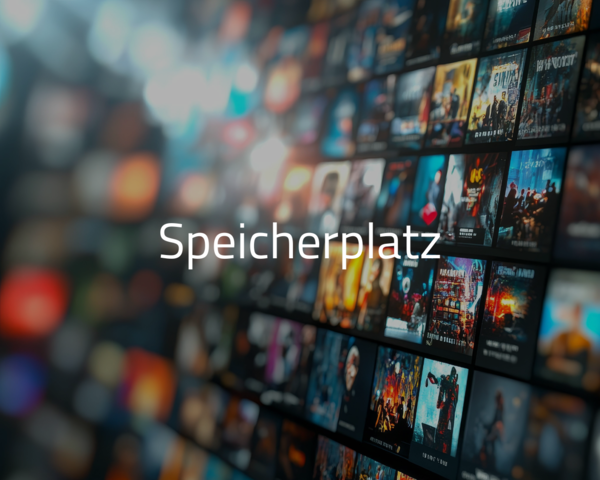 Digitale Inhalte im Hintergrund mit dem Schriftzug " Speicherplatz"
