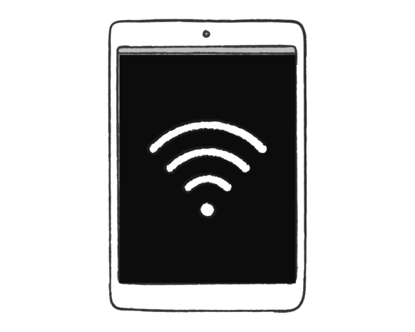 Grafische Darstellung von einem Tablet mit WIFI Zeichen
