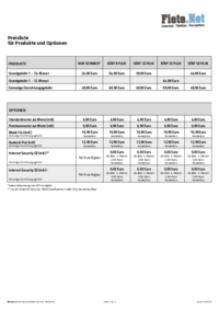 Preisliste DSL